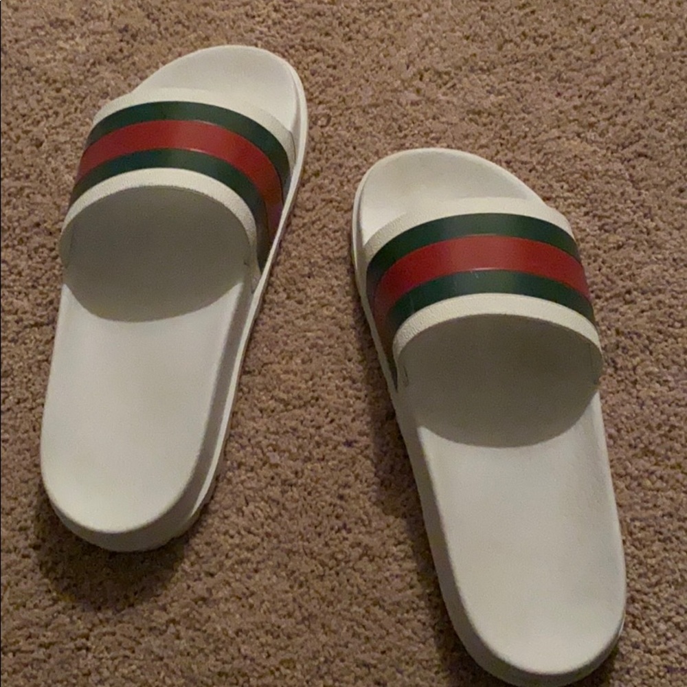 Authentic white Gucci slides